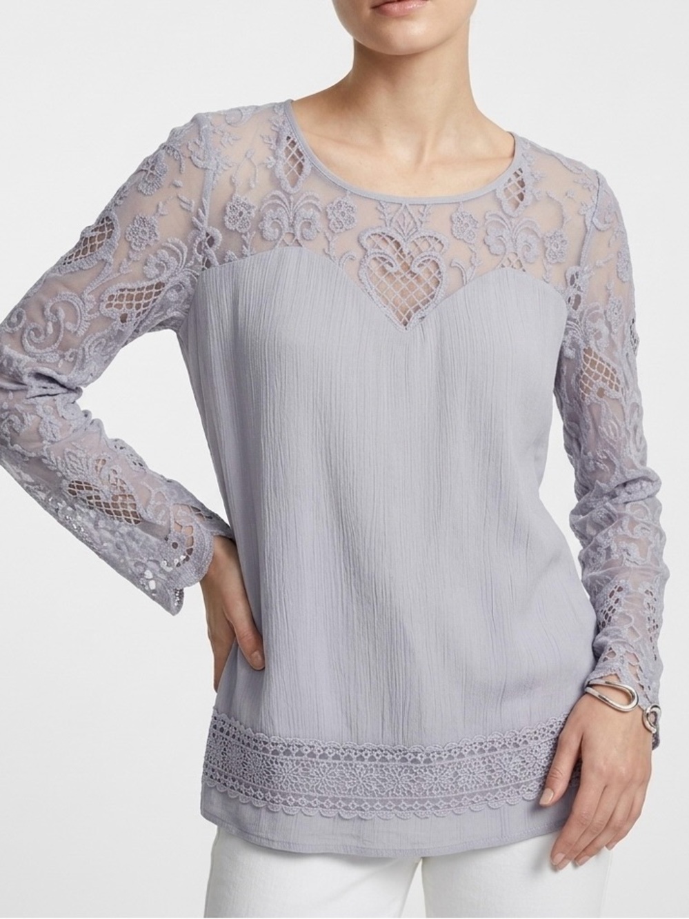 Sundance "Lovelier Days" Crochet Lace Boho Gauze Blouse S